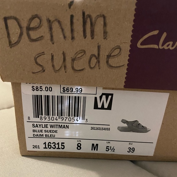 NWOT Clark’s Blue Suede Sandals - Picture 6 of 6